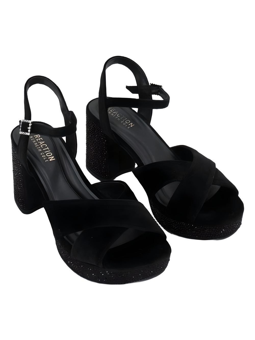 Kenneth Cole Reaction Reeva Black Velvet 3.5" Block Heel Platform Size 9M